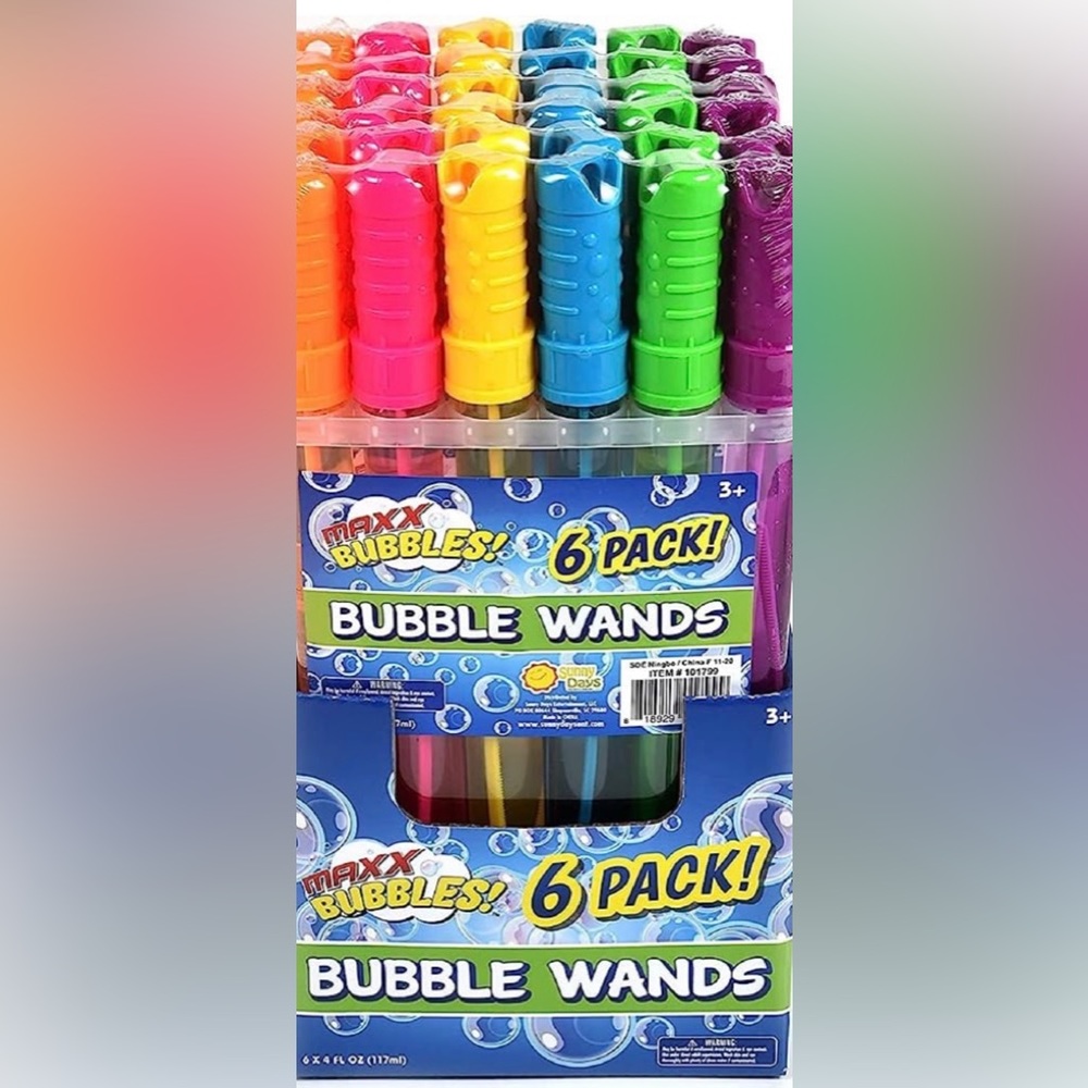 New!! Bubble Wands. 4 oz ea. 2x 6pks Multi Colors. Grab bags, party favors
